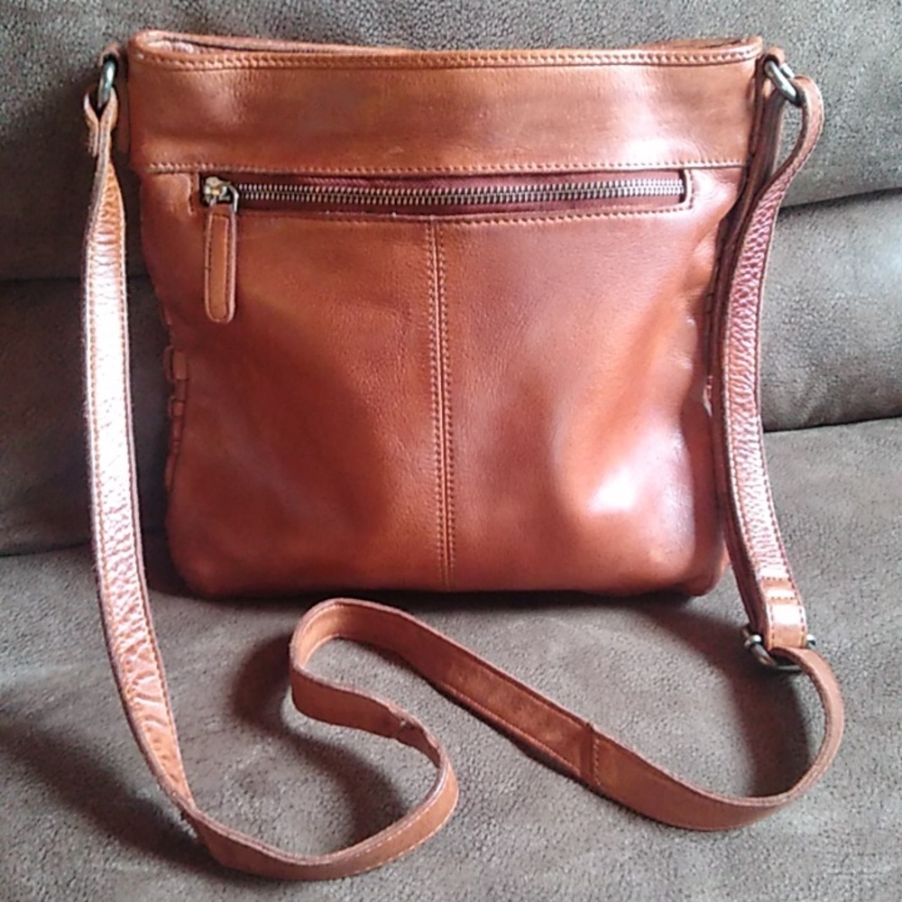 Genuine brown leather crossbody bag pocketbook. NWOT